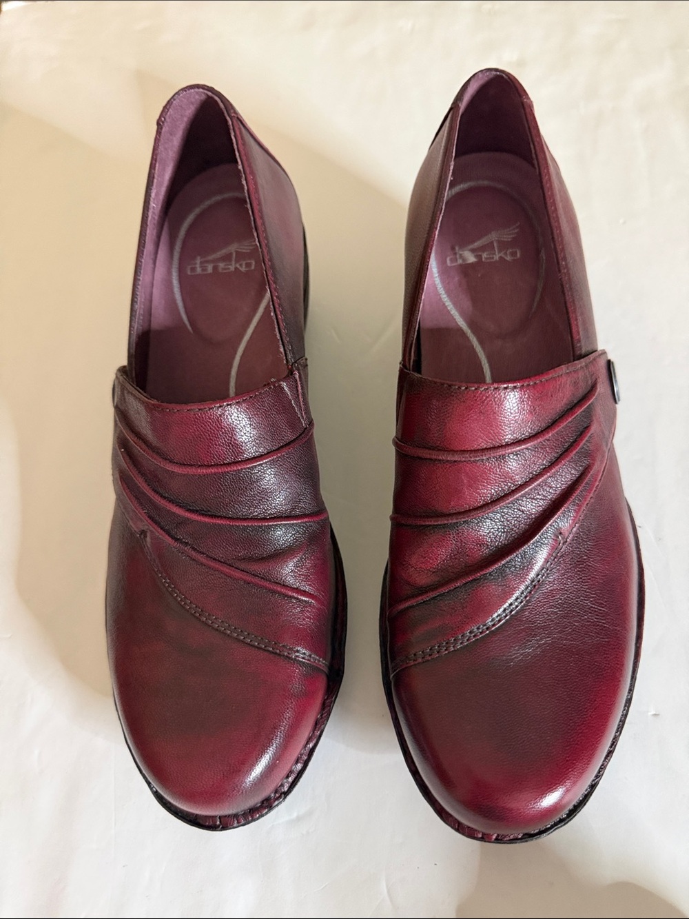 Dansko Women's Burgundy Leather Slip-On Loafers